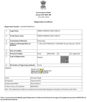 skrm certificate gstin